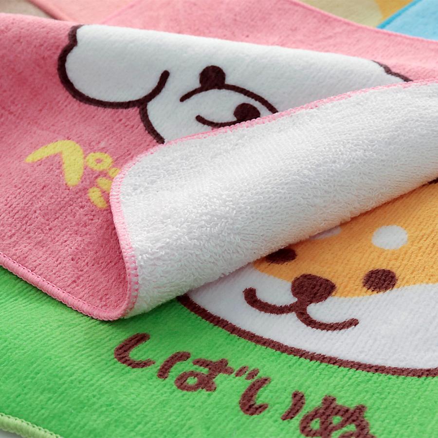 ミニハンカチ 20×20cm 綿100% かわいい 犬のイラスト ワンワンワールド