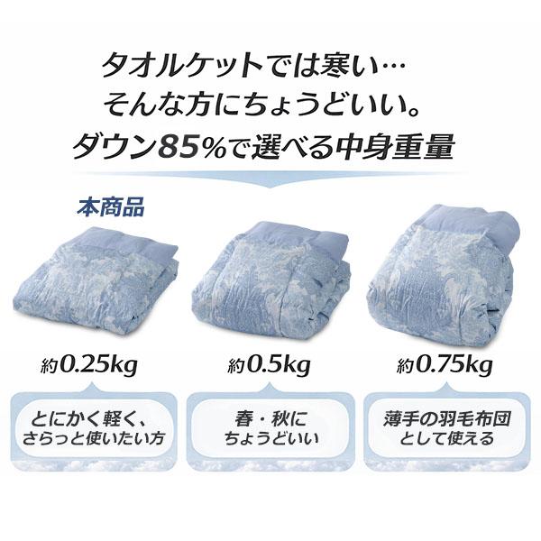 【クーポンで15%OFF】 　羽毛肌掛け布団 ダウンケット シングル ダウン 85％ 洗える 衿裏 肌面 ガーゼ 夏用 羽毛布団 0.25kg ポイント利用_2