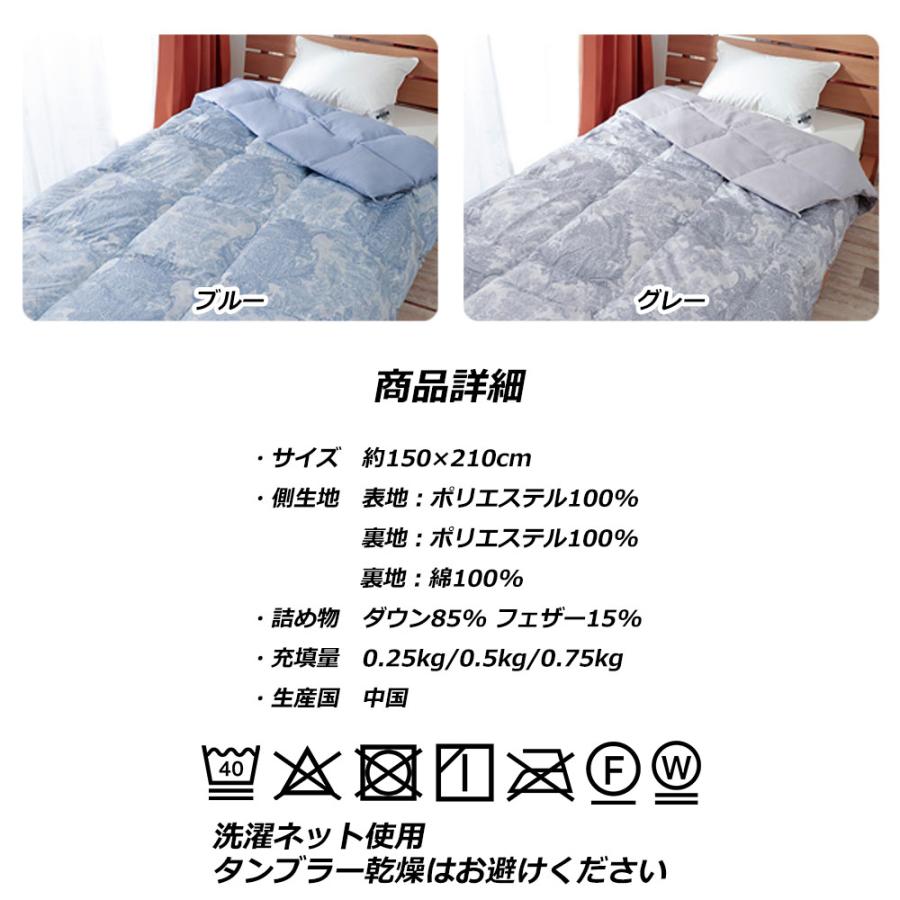 伊藤清商店 羽毛肌掛け布団 ダウンケット シングル ダウン 85％ 洗える