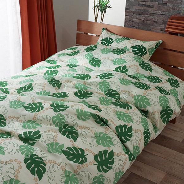 3枚セット　花柄 敷き布団 100cm x 200cm 布団カバー3点セット モンステラ 葉っぱ リーフ 植物 フラワー