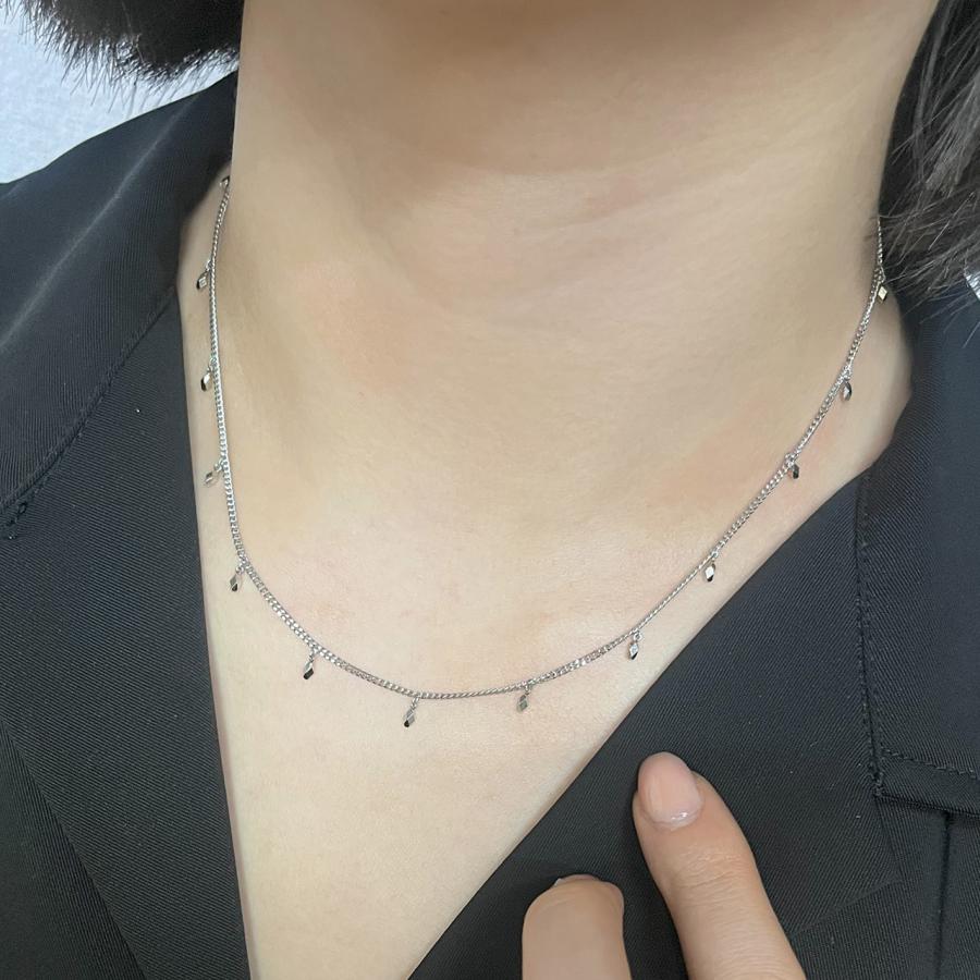 プラチナ 切子玉付き デザインネックレス 40cm : アトリエ春 ヤフー 