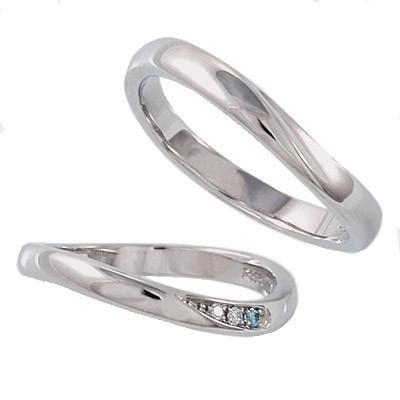 「Calm flow・カームフロー」 2.3ミリ幅 ダイヤ入り マリッジリング 結婚指輪 ペアリング プラチナ 女性用の画像