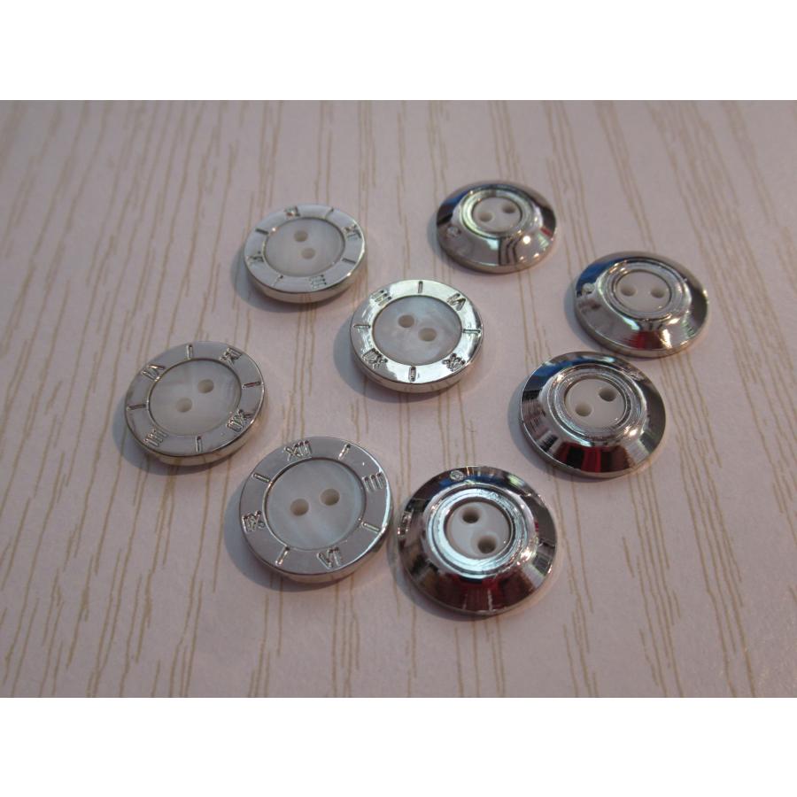 手芸釦 ABS樹脂ボタン（シルバーxシロ15mm8個20mm6個 h-1183）（A柄 