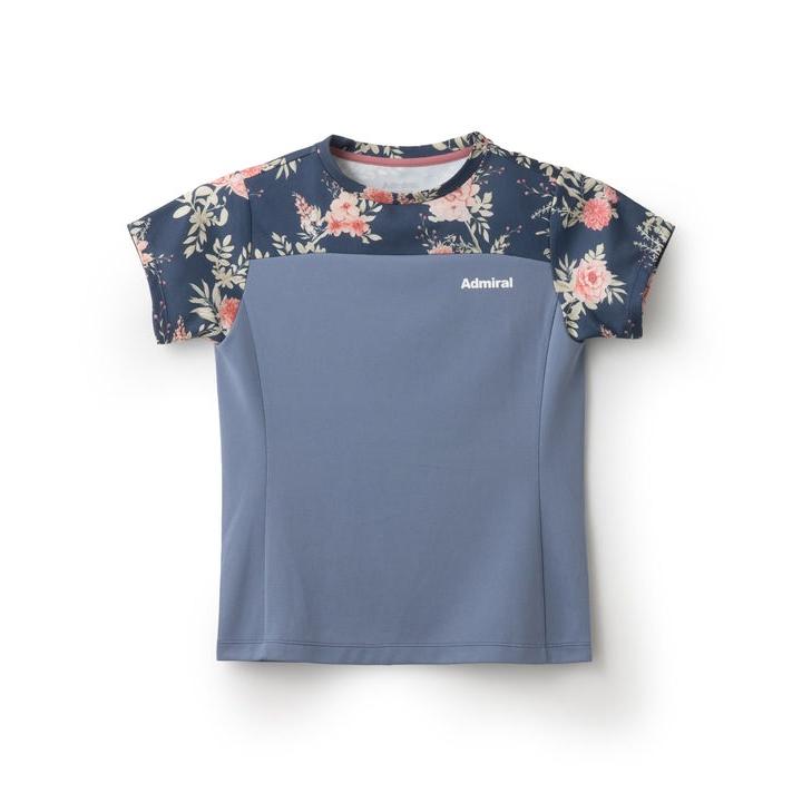 アドミラル バックスリットフラワーTEE (ATLA513) ブルー Admiral アドミラル｜レディース｜バックスリットフラワーTシャツ