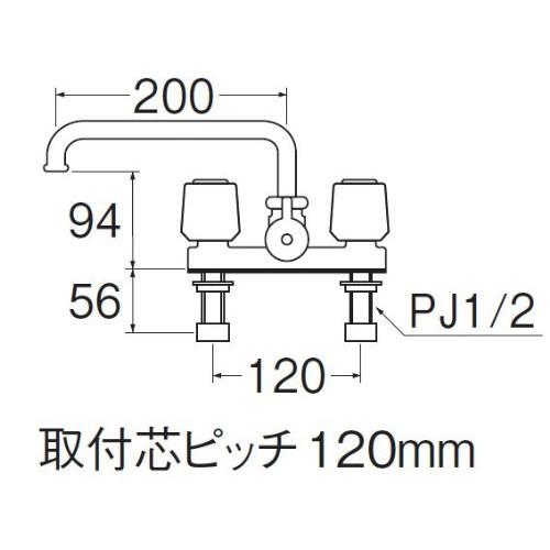 セール　三栄　水栓金具　SK710-LHツーバブルデッキシャワ混合栓