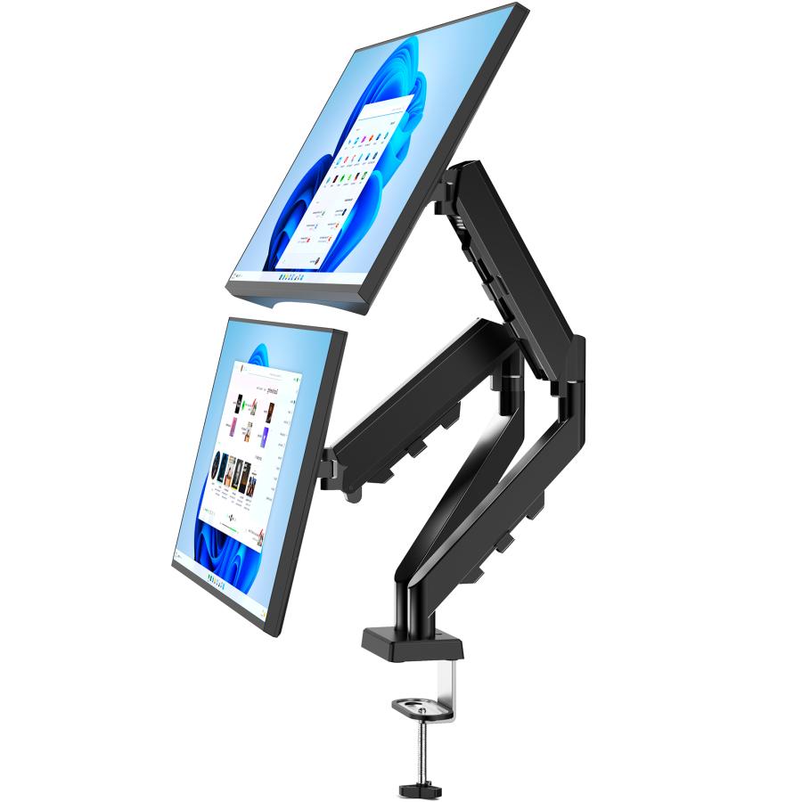 モニター アーム VESA対応 10-32インチ ガス式 角度調節 回転 ケーブル収納　ステンレス 高強度 クランプ式 グロメット式　ガススプリング調節 2画面 省スペース の商品画像