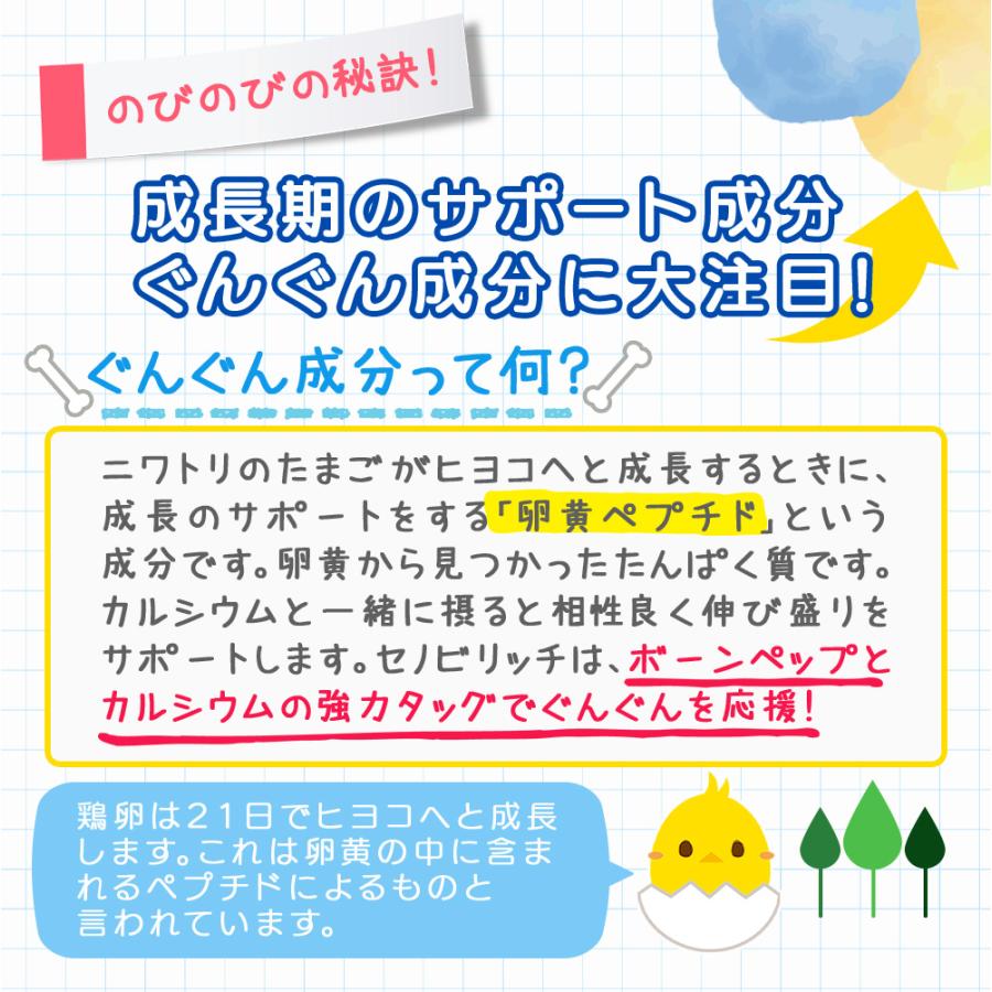 子供 成長サプリ カルシウム セノビリッチ 120粒 ラムネ味 身長 栄養 健康 ボーンペップ ビタミン アルギニン 亜鉛 サプリメント 日本製｜atreation｜05