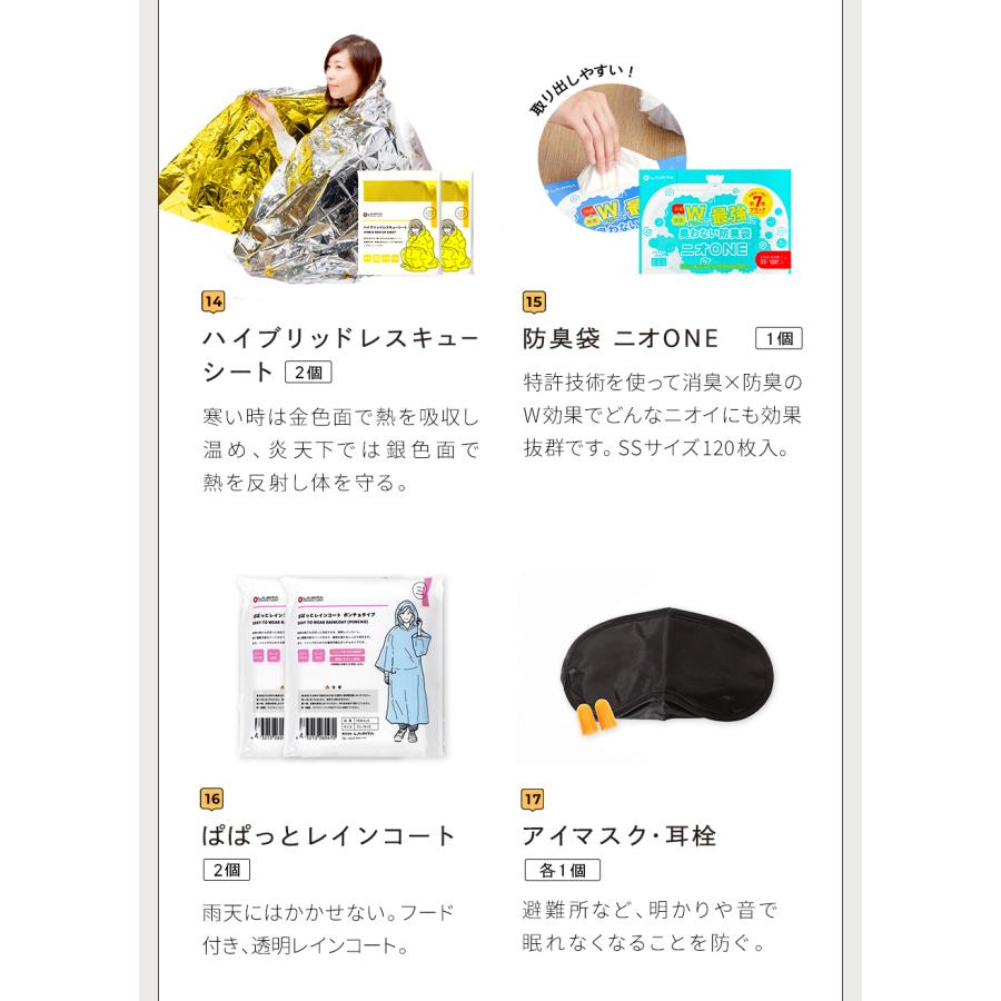 LA・PITA 防災セット ヘルメットW2人用 防災グッズ 防災用品 防災