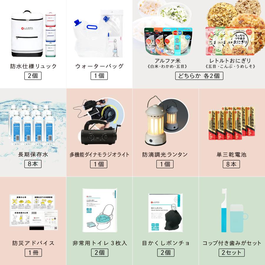 LA・PITA 防災セット ラピタプレミアム 2人用 防災用品 非常用