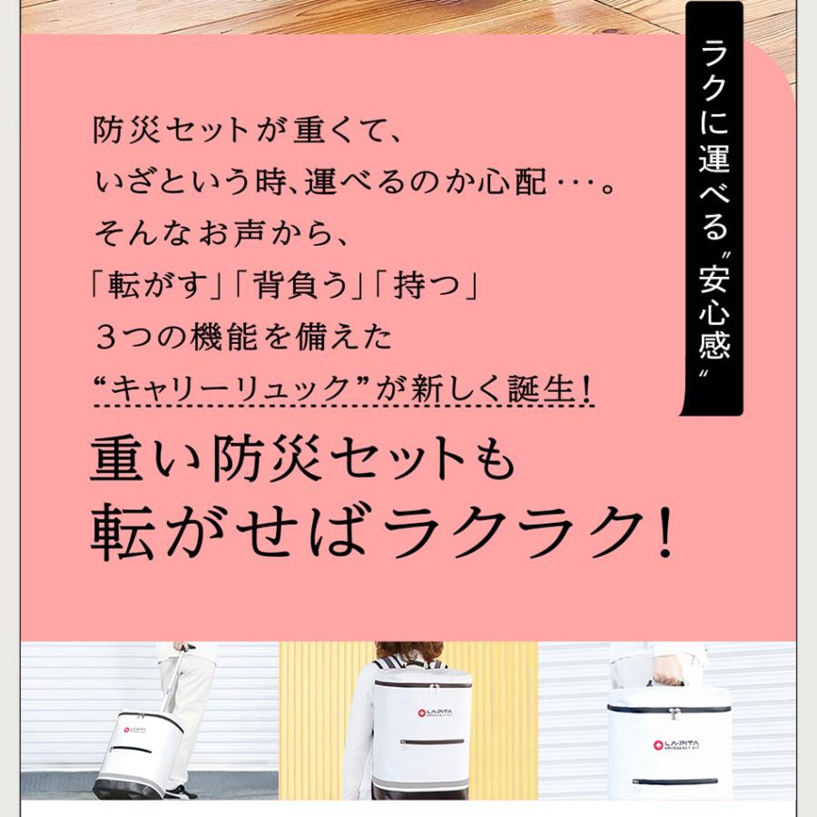 ものすごい 防災セット 3人用 ターポリン・キャリー採用 【M・L】キャリータイプ 非常用持ち出し袋 5年保存 非常食 レビュープレゼント_6