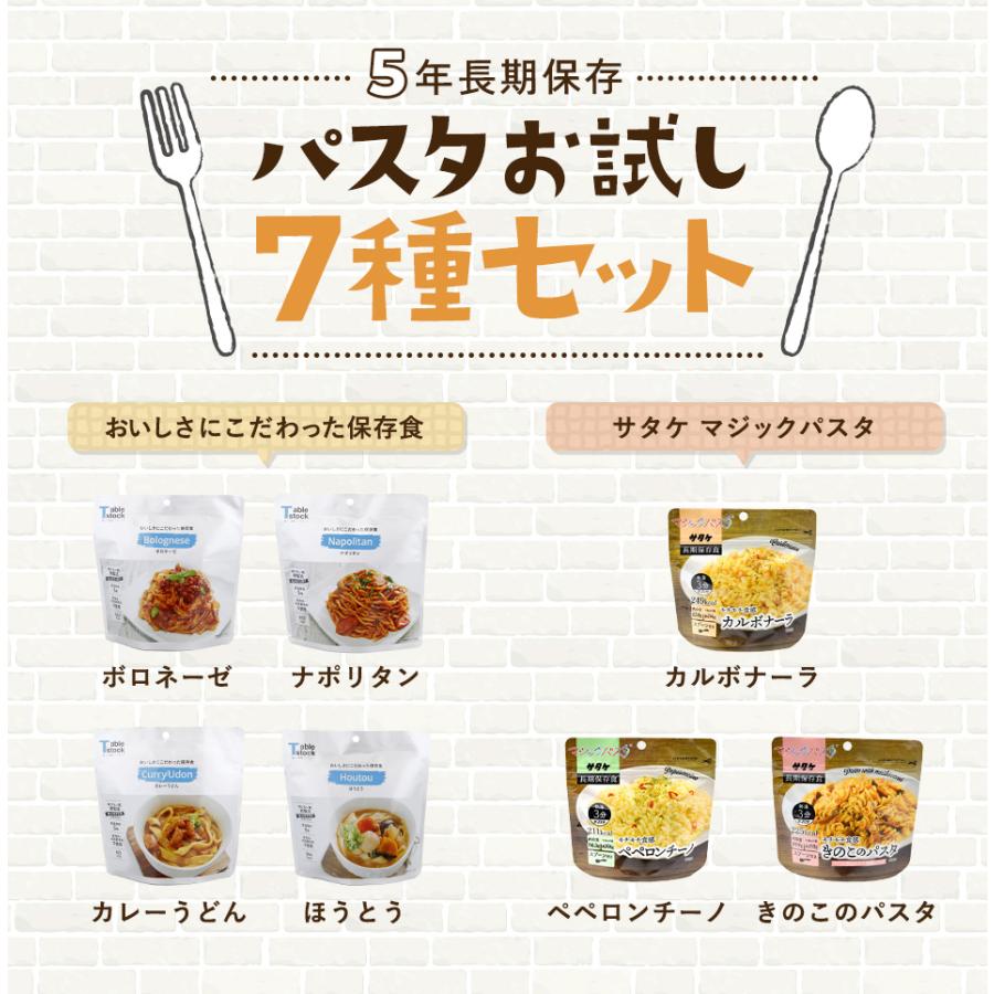 マジックパスタ 5年保存 非常食【7種セット】パスタお試し7種