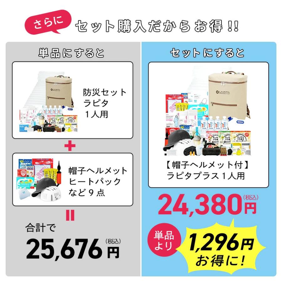 LA・PITA (45点/帽子ヘルメット付) 防災セット ラピタプラス 1人用