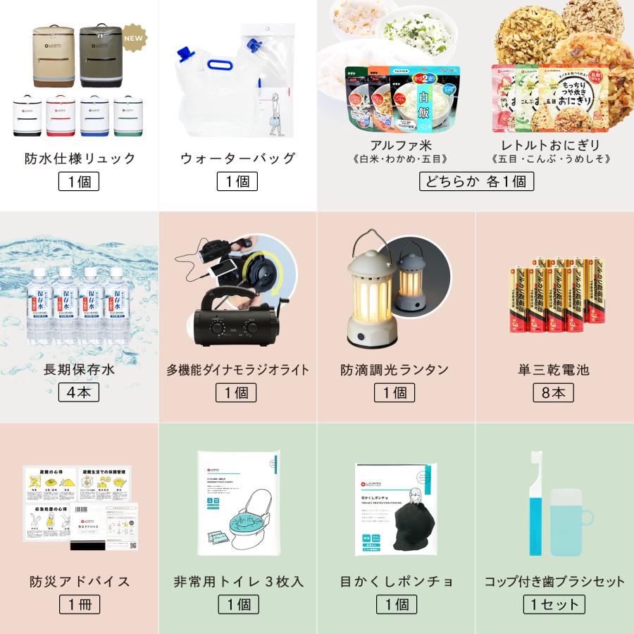 LA・PITA 防災セット ラピタプレミアム 1人用 防災用品 非常用持ち出し
