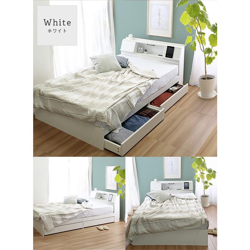 収納付きベッド シングル 収納ベッドシングル USB・照明・フラップ扉付