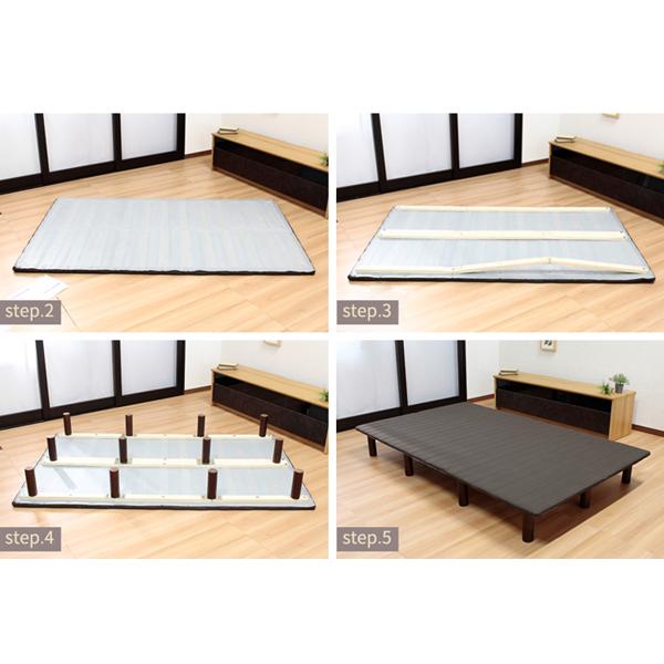 ロール式すのこベッド セミダブルベッドサイズ 脚付きベッドフレーム+