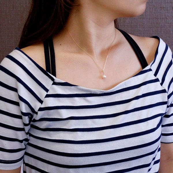 18金 ネックレス トップ パール 真珠 ダイヤモンド レディース フォーマル アコヤ 本真珠 ピンクゴールドk18 18k チェーン 送料無料 セール saleの画像