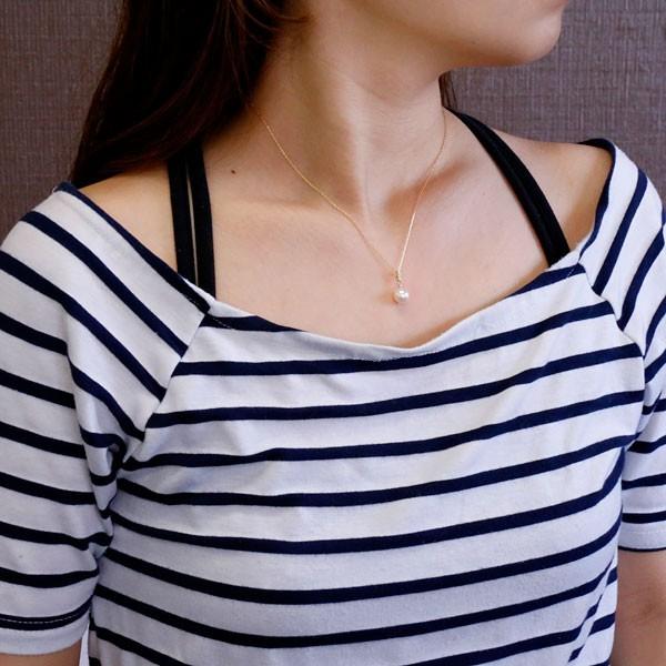 18金 ネックレス トップ パール 真珠 ダイヤモンド フォーマル アコヤ 本真珠 イエローゴールドk18 18k 6月誕生石 チェーン 送料無料 セール saleの画像