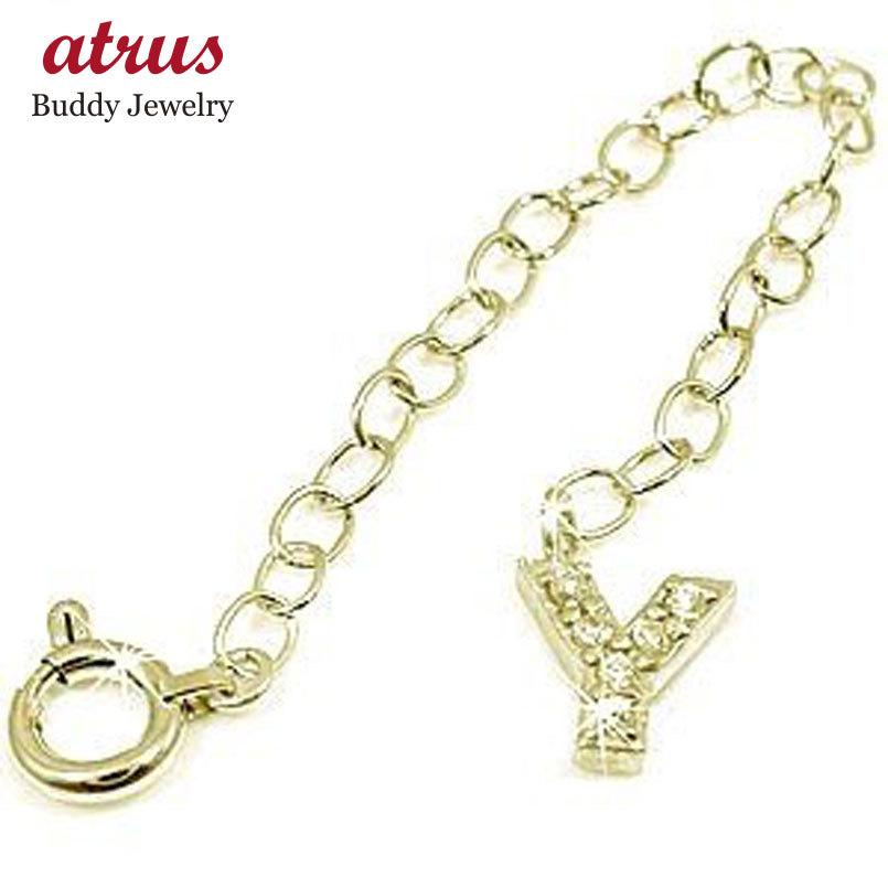 アジャスターチェーン イニシャル ダイヤモンド イエローゴールドK18 ダイヤ 18金 送料無料 ホワイトデー 2024