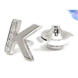 メンズ ピンブローチ ラペルピン ダイヤモンド イニシャル K ホワイトゴールドK18 タイタック タイピン タックピン ダイヤ 18金 スタッドボタン 送料無料 人気 メンズ ピンブローチ ラペルピン ダイヤモンド イニシャル スタッドボタン