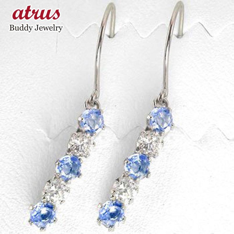 ピアス 18金 メンズアクセサリー メンズ ピアス タンザナイト ダイヤモンド フック ホワイトゴールドk18 タンザナイト 18k 天然石ダイヤ 男性用 宝石 ゆれる 送料無料 父の日 人気 10m ジュエリー工房アトラス 製造元特別価格 の