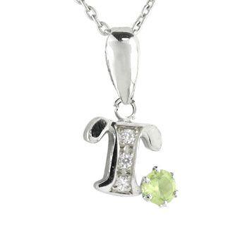 オンライン卸値 イニシャル ネーム ネックレス T 名前 ネーム ペンダント ペリドットダイヤモンド ホワイトゴールドk18 ペンダント ネックレス 人気 18金 ダイヤ 新春初売り 激安 質屋 Dev Visitatlantida Com