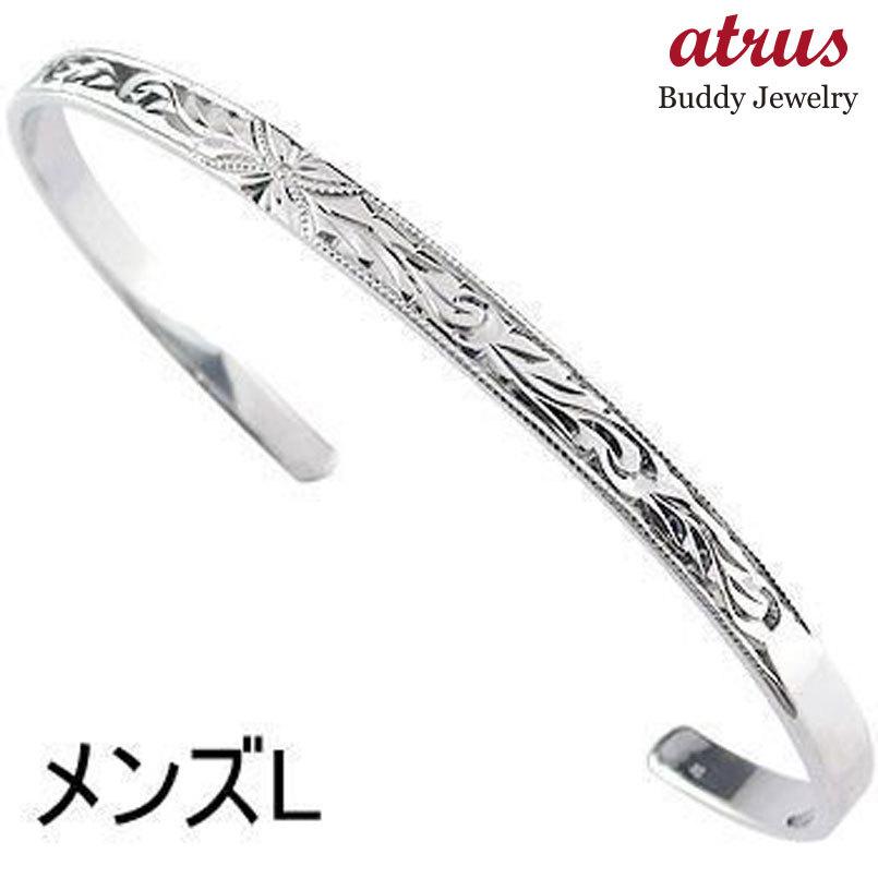 簡単購入 手彫り メンズｌサイズ メンズ ミル打ち ミル ホワイトゴールドk10 プルメリア ブレスレット バングル ハワイアンジュエリー ハワイアン スクロール 問屋別注 Ameriaadvisory Am