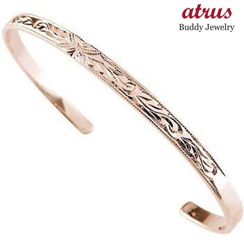 ハワイアンジュエリー ハワイアン メンズ バングル ハワイアン バングル 父の日 ブレスレット ブレスレット 10金 ピンクゴールドk10 ミル打ち 男性用 送料無料 父の日 人気 gim103 ジュエリー工房アトラス 店舗受取りの