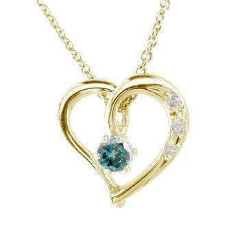 国内正規品 限定 ネックレス ダイヤモンド オープンハート ダイヤモンドネックレス一粒 ブルー ブルー ブルー ダイヤ ハート イエローゴールドk10 チェーン 人気 ダイヤ 待望の再販 Skylanceronline Com