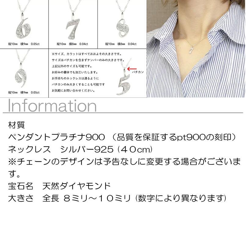 プラチナ ネックレス トップ 選べる数字 ダイヤモンド ナンバー 数字 チェーン 人気 pt900 ダイヤ レディース 送料無料 セール saleの画像
