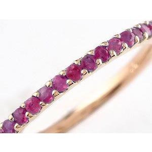 18金 リング ルビー ハーフエタニティ レディース ゴールド 18k 指輪 ピンキーリング 7月誕生石 重ねつけ ピンクゴールドk18 人気 送料無料 セール saleの画像