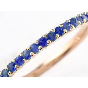 18金 リング サファイア ハーフエタニティ レディース ゴールド 18k 指輪 ピンキーリング 9月誕生石 重ねつけ ピンクゴールドk18 人気 送料無料 セール saleの画像