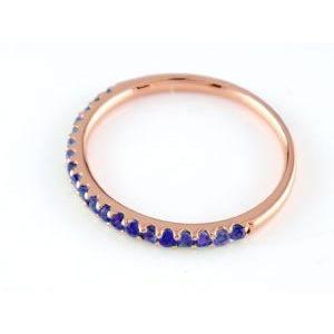 18金 リング サファイア ハーフエタニティ レディース ゴールド 18k 指輪 ピンキーリング 9月誕生石 重ねつけ ピンクゴールドk18 人気 送料無料 セール saleの画像