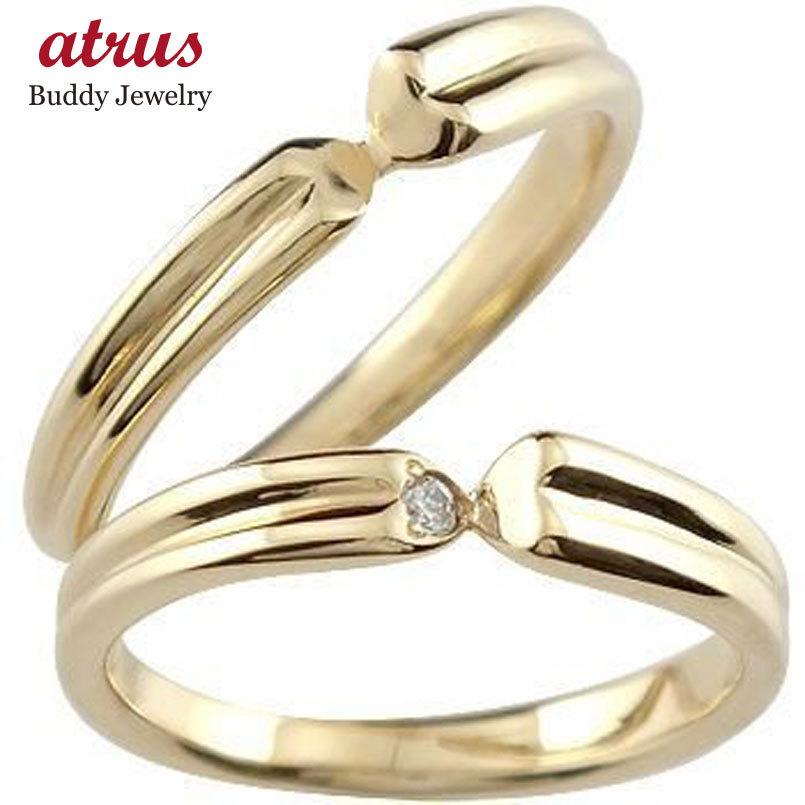 海外正規品 マリッジリング 結婚指輪 ペアリング ダイヤモンド 一粒ハート イエローゴールドk18 結婚式 18金 ダイヤ ストレート カップル メンズ レディース 人気特価激安 Thepointpattaya Com