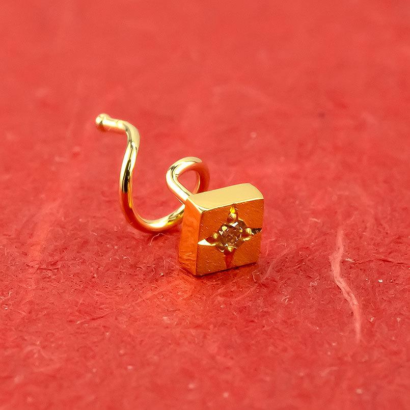 24金 ピアス 純金 イエローダイヤモンド 片耳ピアス キャッチのいらないピアス イエローゴールドk18 18金 キャッチナッシャー 送料無料 saleの画像