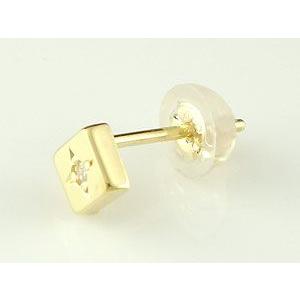 18金ピアス メンズ 片耳ピアス ダイヤモンド 一粒ダイヤモンド  