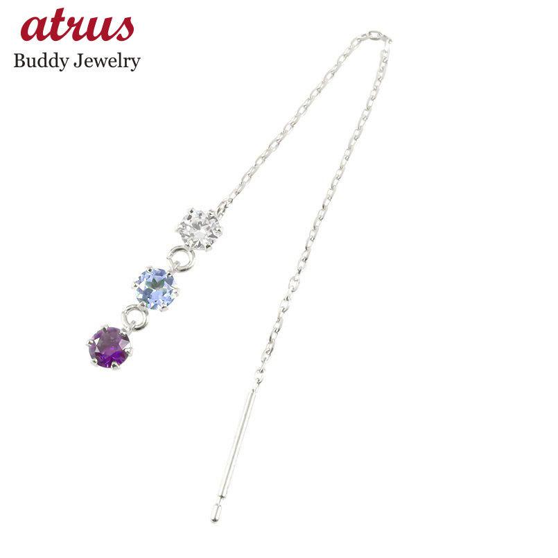 ジュエリー工房アトラス 18金ピアス メンズ 片耳ピアス タンザナイト 