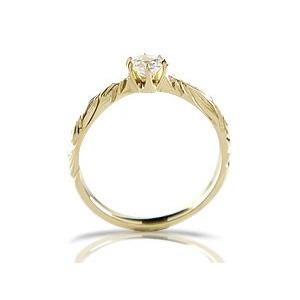 ハワイアン ピンキーリング ダイヤモンド 一粒 指輪 イエローゴールドk18 18k ハワイアンリング 18金 k18 18kyg ダイヤ ストレート 送料無料 セール saleの画像