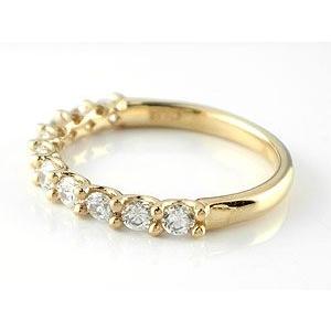 18金 リング ダイヤモンド エタニティ 婚約指輪 ダイヤ エンゲージリング ハーフエタニティイエローゴールドk18 18k レディース 人気 送料無料 セール saleの画像