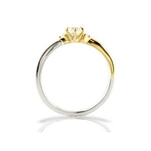 ピンキーリング 鑑定書付き ダイヤモンド リング プラチナリング 指輪 イエローゴールドk18 18k 18金 コンビ ダイヤモンドリング 一粒 ストレート 送料無料 人気の画像