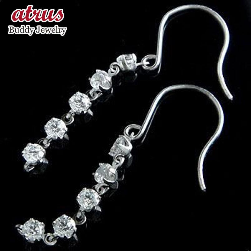 ピアス プラチナ ロングピアス シンプル フックピアス ピアス揺れる