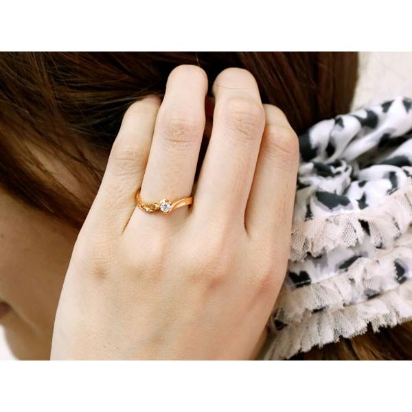 ハワイアン ピンキーリング ハワイアン ダイヤモンド リング 指輪 ピンクゴールドk18 18k ハワイアンリング 18金 k18 pg ダイヤ ストレート 送料無料 人気 saleの画像