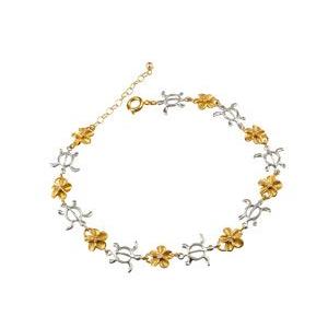 （新品,未開封） ハワイアンジュエリー ハワイアン アンクレット ダイヤモンド 亀 花 ピンクゴールドk18 プラチナ 18金 pt900 k18pg ダイヤ 送料無料 セール SALE 【HOV3304781699】(115500円)