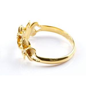18金 リング レディース ハワイアンジュエリー ダイヤモンド ゴールド 18k 花 プルメリア ピンキーリング 婚約指輪 指輪 イエローゴールド 送料無料 セール saleの画像