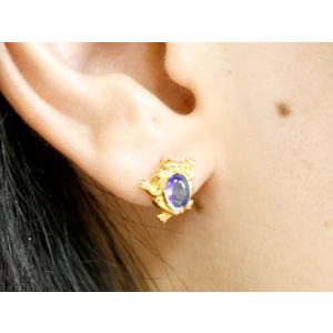 ピアス レディース 片耳ピアス カエル アメジスト 蛙 スタッドピアス イエローゴールドk18 18k 2月誕生石 18金 宝石 送料無料 セール saleの画像