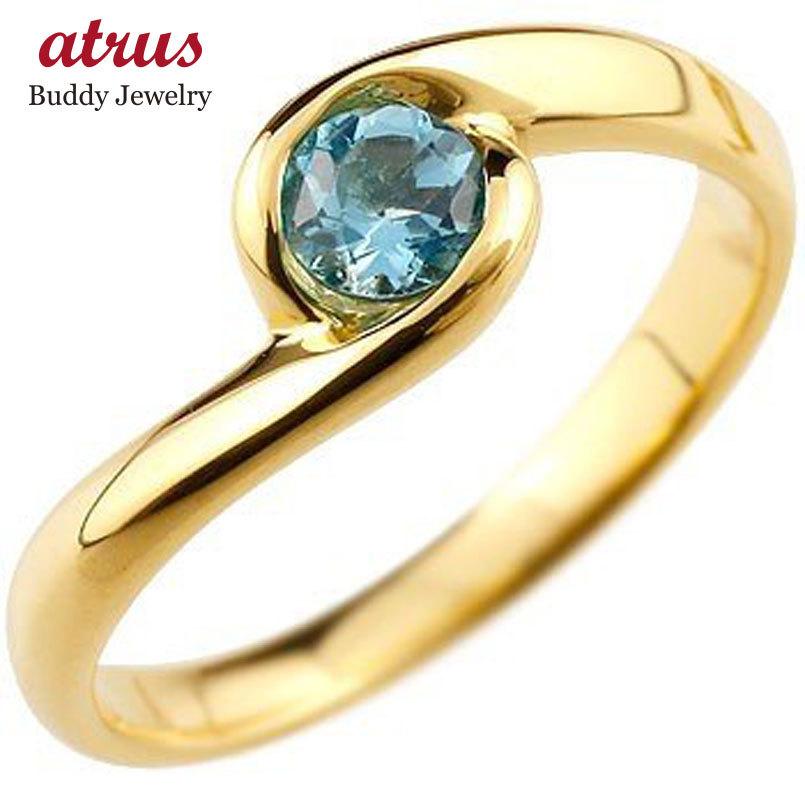 ピンキーリング ブルートパーズ 指輪 スパイラルリング イエロー