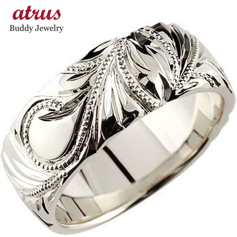 ハワイアンジュエリー メンズ ハワイアンリング 幅広 指輪 シルバー 地金リング ミル打ち ストレート 男性用 送料無料 人気 セール SALE