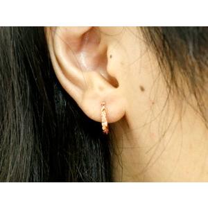 18金 フープピアス ハワイアンジュエリー レディース 地金 ピンクゴールドk18 18k ミル打ち シンプル 人気 送料無料 セール saleの画像