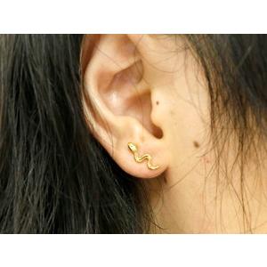 18金 ピアス 蛇 ダイヤモンド 片耳 レディース 普段使い ヘビ スネーク ゴールド 18k イエローゴールドk18 シンプル 人気 おしゃれ 送料無料 セール saleの画像