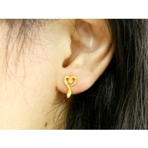 18金 ピアス 蛇 ダイヤモンド 片耳 レディース ハート 普段使い ヘビ スネーク ゴールド 18k イエローゴールドk18 シンプル 人気 おしゃれ 送料無料 セール saleの画像