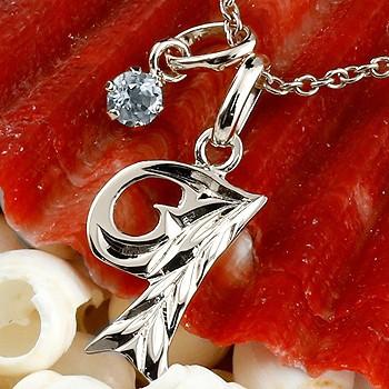 送料無料 ハワイアンジュエリー イニシャル ネーム メンズ ハワイアン I ネックレス プラチナ ペンダント アクアマリン アルファベット チェーン 人気 男性 即納特典付き Motorisac Com